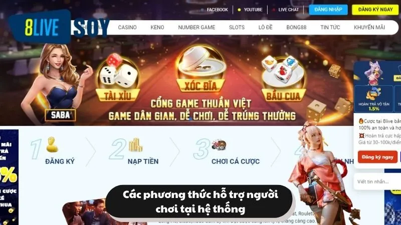 Các phương thức liên hệ hỗ trợ người chơi tại hệ thống