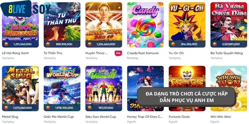 Đa dạng game cá cược phục vụ nhu cầu giải trí cược thủ